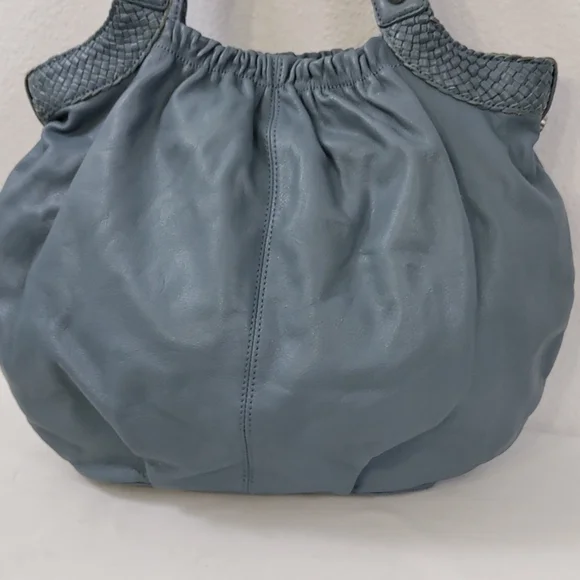 💥FINAL PRICE💥 Allison Scott Blue-Gray Pleated Leather Shoulder Bag - Picture 2 of 16